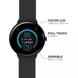 iTouch Sport 3 Touchscreen Smartwatch, 45mm - Black Case with Black Mesh Strap