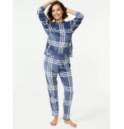 Joyspun Women's Velour Top And Sleep Pant Pajama Set, 2-Piece, Sizes Up To 3X