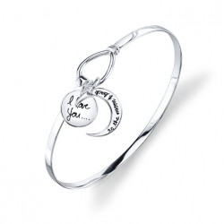 Little Luxuries Women's Sterling Silver "I Love You To The Moon And Back" Bangle Bracelet