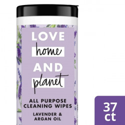 Love Home And Planet Multi-Purpose Cleaning Wipes, Lavender & Argan Oil, 37 Ct.