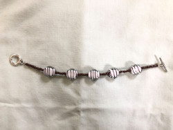 Brown Striped Bead Bracelet