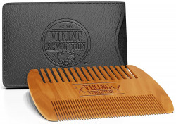 Viking Revolution Wooden Beard Comb & Case