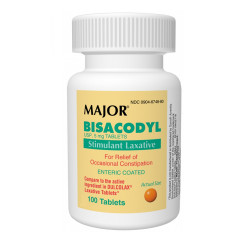 Major Bisacodyl Stimulant Laxative, 100 Enteric Coated Tablets