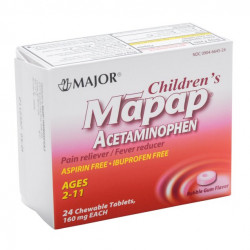 Major Children's Mapap Bubblegum Chewable Acetaminophen Tablets 160mg
