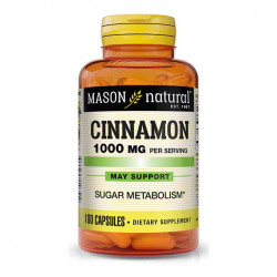 Mason Natural Cinnamon 1000 Mg - Healthy Blood Sugar Metabolism, Supports Heart And Circulatory Health, 100 Capsules