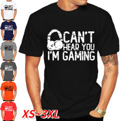 Men's Can't Hear You I'm Gaming Headset Graphic Video Games Gamer Gift Funny T Shirts Summer Short Sleeve Tops Mens Shirt