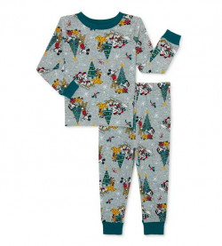 Mickey Mouse Christmas Holiday Toddler Boy And Girl Unisex Cotton Pajama Set, 2-Piece