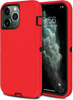 MXX Heavy Duty Protective Case Compatible With IPhone 12 Pro Max [No Built In Screen Protector] [3 Layers] Rugged Rubber Shockproof Protection Cover Compatible With IPhone 12 Pro Max (Red/Black)