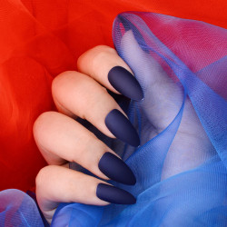 Navy Blue Color Fake Matted Nails