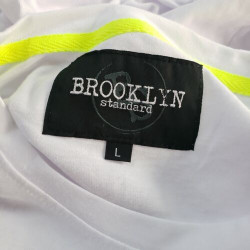 NEW Brooklyn Standard Large L Mens T Shirt Short Sleeve Reflective White