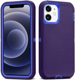 NIAFEYA Defender Protective Case Compatible With IPhone 12 Mini, Heavy Duty Full Body Protection 3 In 1 Rugged Shockproof Drop-Proof 3-Layer Cover 5.4 Inch (Dark Blue/Blue)