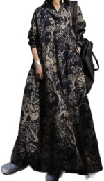 Niuer Oversized Cotton Linen Maxi Dress for Women Winter Long