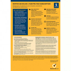 Norton 360 Deluxe, 5 Devices, 1-Year Subscription with Auto Renewal