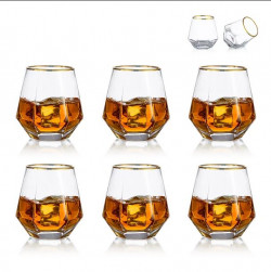 Nuptio 10oz Diamond Whiskey Glasses Set Of 6