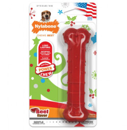 Nylabone Power Chew Holiday Bone Chew Toy (1 Count) Beef Medium/Wolf