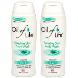 Oil of Life Sensitive Skin Unscented 2 in 1 Body Wash 18 Fl Oz "2 Pack