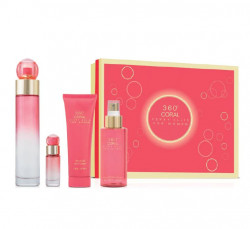Perry Ellis 360 Coral 4pc Gift Set EDP 3.4 Oz 100 Ml Women