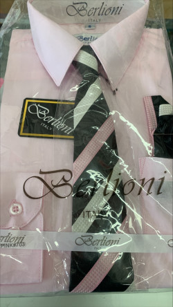 Pink Boys Dress Shirt |With Stripped Tie | Size 6