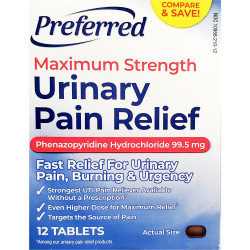 Preferred Max Strength Urinary Pain Relief Phenazopyridine 99.5mg 12ct Tablets