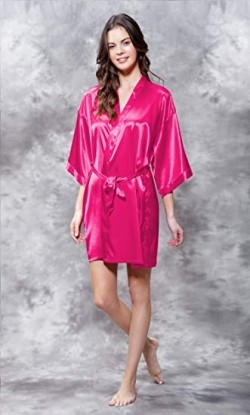 ELOVER Women's Satin Kimono Bathrobe