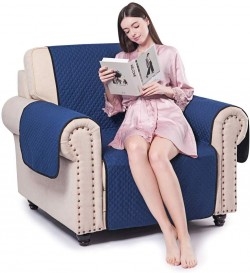 CALA Sofa Loveseat Slipcovers,Covers,Reversible Couch Slipcover Furniture Protector with Elastic Straps,Covers Perfect for Pets and Kids,Machine Washable（Chair:Chocolate/Beige）