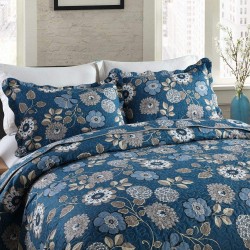 NEWLAKE 3 Piece Quilt Bedspread Coverlet Set,Thermal Pressing Paisley Pattern (Queen Size,Black)