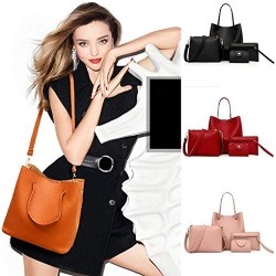 Women Artificial Leather Shoulder Bag With 4 PC Handbag Kit | Muilek