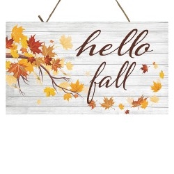 Hello Fall Autumn Decor Wood Sign