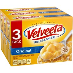 Velveeta Original Shells & Cheese Dinner |12 oz Boxes, Pack of 3