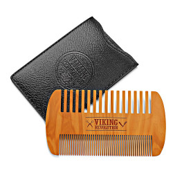 Viking Revolution Wooden Beard Comb & Case