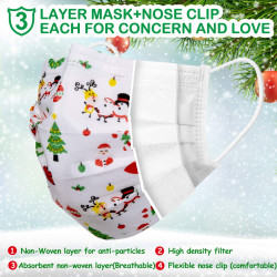 Kids Face Mask, Christmas Kids Mask, Funny Disposable Face Masks 50 Pack-Kids