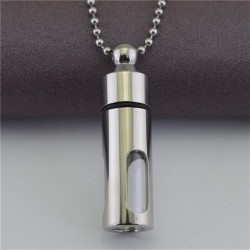 Storage bottle necklace glass perfume bottle pendant titanium steel seal ring practical first ornament STN428 steel color (without chain)