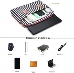 Laptop Bag 13.3 Inch - for Women Shoulder Messenger- Laptop Computer Case (Stripe Pink)