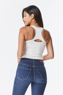 2 FOR $15 RED/WHITE Racerback Openback Crop Top