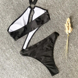 2021 Sexy Black Halter Cut Out Bandage Trikini Swim Bathing Suit Monokini Push Up Brazilian Swimwear Women One Piece Swimsuit