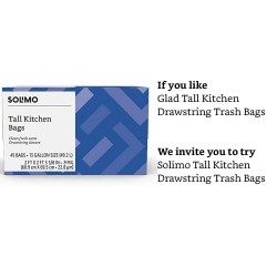 Solimo Tall Kitchen Drawstring Trash Bags | 13 Gallon, 45 Count