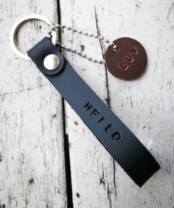 Custom Genuine Leather Key Chain With Engraved Name