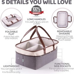 Baby Diaper Caddy Organizer by Oranzer (Grey)