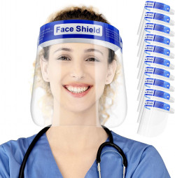 Protective Full Face Shield, Reusable Crystal Clear Face Visor With Anti-Fog Coating.