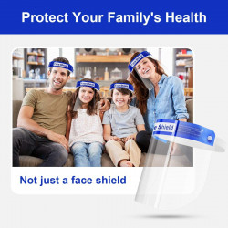 Protective Full Face Shield, Reusable Crystal Clear Face Visor with Anti-Fog Coating.
