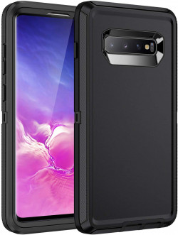 RegSun For Galaxy S10 Case,Shockproof 3-Layer Full Body Protection [Without Screen Protector] Rugged Heavy Duty High Impact Hard Cover Case For Samsung Galaxy S10,Black