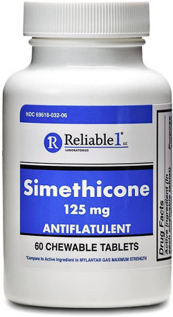 Reliable 1 Laboratories Simethicone 125 MG Antiflatulent Chewable Tablets 60 Count