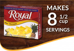 Royal Bilingual Gelatin, Fat Free Dessert Mix, Pineapple 2.8 Oz Box