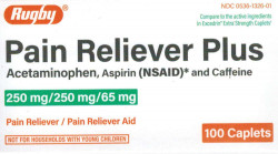 Rugby Pain Reliever Plus Acetaminophen 100 Count Tablets (Compare To Excedrin)
