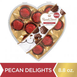 Russell Stover Pecan Delights Milk Chocolate Valentine's Heart Gift Box, 8.8 Oz. (10 Pieces)