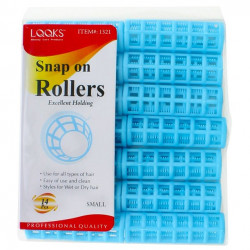 Looks| Snap On Hair Rollers | Small | 14 Pcs| Blue|