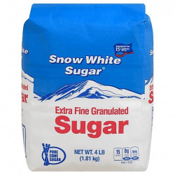 Snow White Sugar Extra Fine Granulated, 4 Lb.