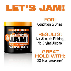 SoftSheen-Carson Let's Jam! Shining and Conditioning Hair Gel by Dark and Lovely, Extra Hold, All Hair Types, Styling Gel Great for Braiding, Twisting & Smooth Edges, Extra Hold, 4.4 oz