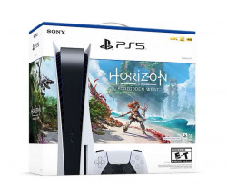 Sony PlayStation 5 Console Bundle With Two (2) PS5 White Wi-Fi Controllers And Horizon Forbidden West
