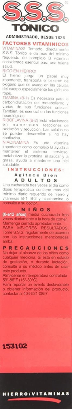 SSS Tonico Suplementos de Alta Potencia 10oz/300ml